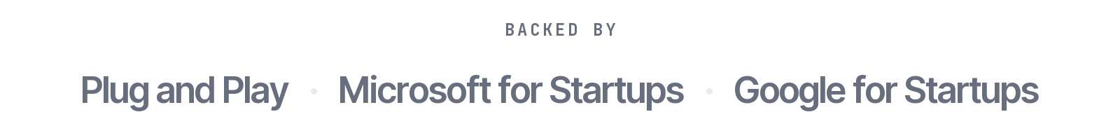 Backed by Plug and Play, Microsoft for Startups, and Google for Startups